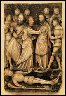 Nottingham Alabaster depicting the betrayal in the Garden of Gethsemane